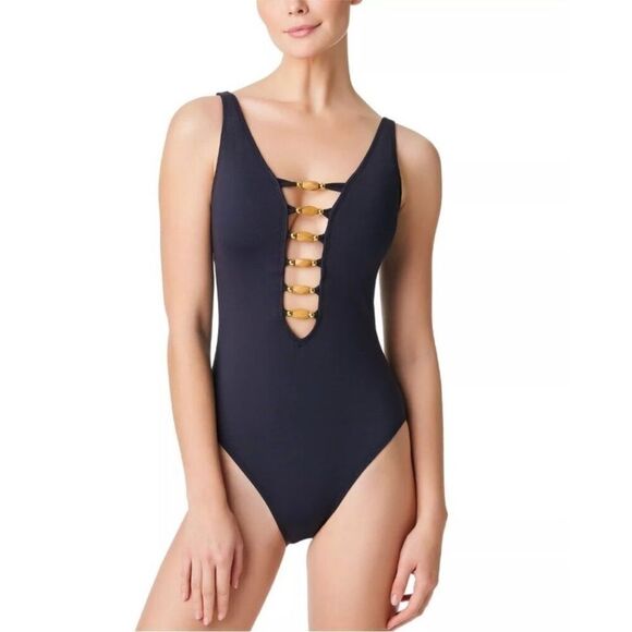 Bleu by Rod Beattie Women's Kore Lace-Up One Piece swimming suit, swimwear 6, 4 - Picture 1 of 14